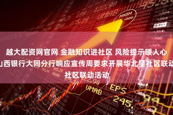 越大配资网官网 金融知识进社区 风险提示暖人心 ——山西银行大同分行响应宣传周要求开展华北星社区联动活动